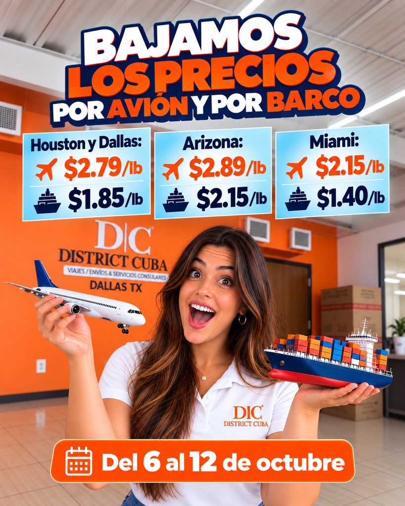 Paquetes para Cuba más baratos: bajamos el precio de la libra del 6 al 12 de octubre